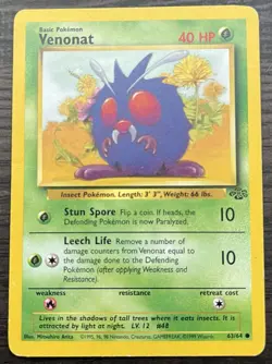 Venonat 63/64 Pokemon TCG WOTC Jungle Base Set Heavily Played HP - Image 1