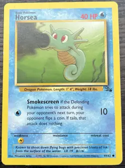 Horsea 49/62 Pokemon TCG WOTC Base Set Fossil Common Heavily Played HP - Image 1
