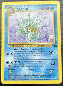 Seadra 42/62 Pokemon TCG WOTC Base Set Fossil Uncommon Heavily Played HP - Image 1