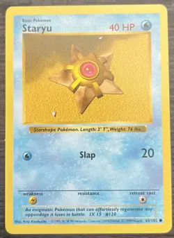 Shadowless Staryu 065/102 Pokemon TCG WOTC Base Set MINT NM - Image 1