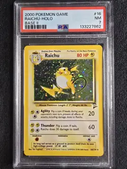 2000 Pokemon Game Base II #16 Raichu Holo PSA 5 - Image 1