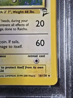 2000 Pokemon Game Base II #16 Raichu Holo PSA 5 - Image 4