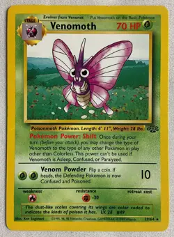 Venomoth Jungle Unlimited Non-Holo Rare 29/64 HP Pokemon TCG Vintage - Image 1