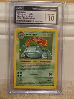Pokemon 1999 Venusaur #15/102 Base Set Shadowless Holo Rare CGC 10 Gem Mint USA - Image 1