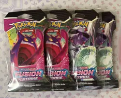 Pokemon TCG Sword & Shield Fusion Strike Sleeved Booster Pack Sealed (Lot of 4) - Image 1