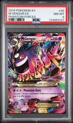 2014 POKEMON XY PHANTOM FORCES #35 M GENGAR EX PSA 8 - Image 1