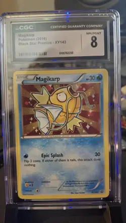 CGC graded 8 SHINY Magikarp Black Star Promo XY143 Pokemon TCG 2016 - Image 1
