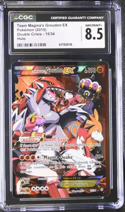CGC 8.5 Team Magma's Groudon EX 2015 Double Crisis 15/34 Holo Pokemon Card - Image 1