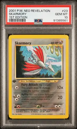 PSA 10 Skarmory 1st Edition Neo Revelation 23/64 1st Edition Rare Pokemon Card - Image 1