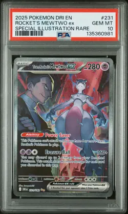 2025 POKEMON DRI EN-DESTINED RIVALS #231 TEAM ROCKET'S MEWTWO EX PSA 10 - Image 1
