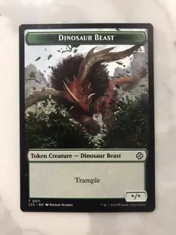 Dinosaur Beast / Dinosaur Token MTG Magic the Gathering Card NM Mint Caverns LCC - Image 1