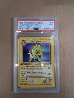 2000 POKEMON GYM CHALLENGE 28 LT. SURGE'S JOLTEON PSA 9 MINT 1ST EDITION - Image 1