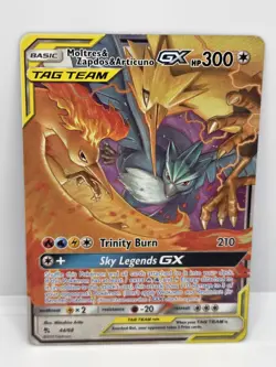 Pokemon TCG Moltres Zapdos Articuno GX 44/68 Hidden Fates Full Art Holo - Image 1