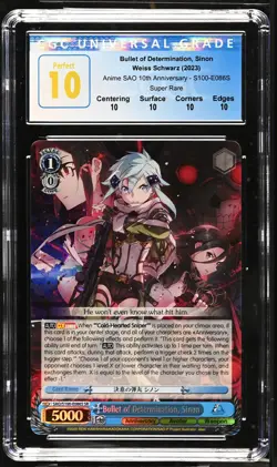 Weiss Schwarz GRADED Bullet of Determination Sinon S100-E086S SR PRISTINE 9 ENG - Image 1