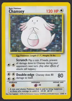 Pokemon Chansey 3/102 Holo 1999-2000 UK 4th Print Base Set - Image 1