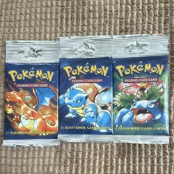 Pokemon TCG Base Set Booster Packs 3x Charizard Blastoise Venusaur 11 Cards Each - Image 1