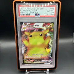 2021 POKEMON SWSH BLACK STAR PROMO PIKACHU VMAX BOX FULL ART/PIKACHU VMAX PSA 10 - Image 1