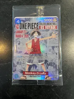 One Piece Monkey D. Luffy US Voyage Basketball Card Rutgers IN HAND - Image 1