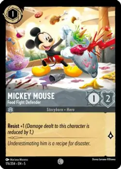 4x Mickey Mouse - Food Fight Defender - 176/204 - Common NM-Mint Disney Lorcana: - Image 1