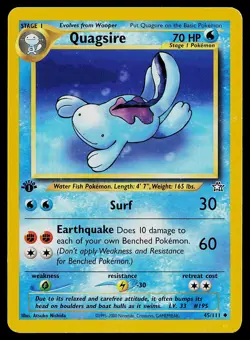 Pokemon Card Quagsire 45/111 Neo Genesis 1st Edition Creased - Image 1