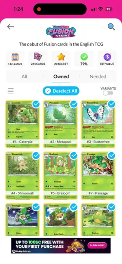 Fusion Strike Pokemon Card Lot Binder - Incomplete (79%) - Image 2