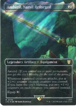 MTG: TLotR Commander: Surge Foil Borderless Anduril, Narsil Reforged: LP Con - Image 1