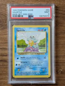 Pokemon Game Base PSA 9 Squirtle #63 WOTC 1999-2000 UK 4TH PRINT UNLIMITED MINT - Image 1
