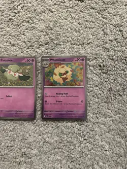 Cottonee MEP018, Whimsicott MEP019 Phantasmal Flames Black Star Promos Set NM - Image 3