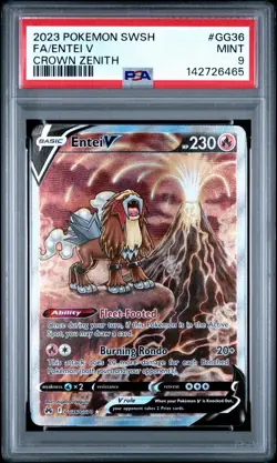 2023 POKEMON SWORD & SHIELD CROWN ZENITH #GG36 FULL ART/ENTEI V PSA 9 - Image 2