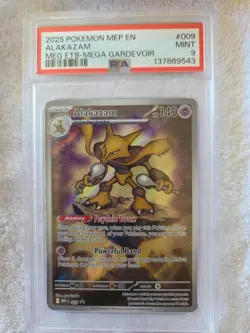 ALAKAZAM MEG ETB GARDEVOIR-2025 POKEMON MEP EN-#009 PSA MINT 9 - Image 1