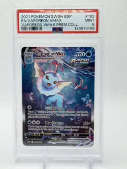 2021 POKEMON SWSH BLACK STAR PROMO #182 FULL ART/VAPOREON VMAX PSA 9 - Image 1
