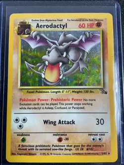 Pokemon TCG Aerodactyl 1/62 Fossil Holo Rare WOTC 1999 LP - Image 1