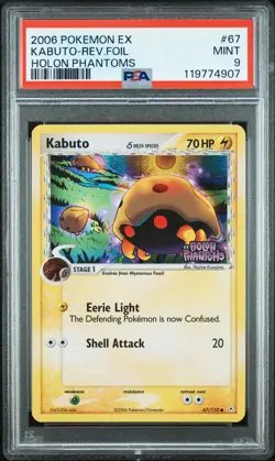 2006 POKEMON EX HOLON PHANTOMS #67 KABUTO-REVERSE FOIL PSA 9 - Image 1
