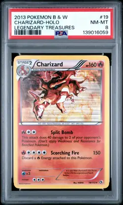 2013 POKEMON B&W LEGEND TREASURES #19 CHARIZARD-HOLO PSA 8 - Image 1