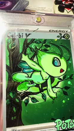 Celebi V - 245/264 Fusion Strike Alternate Art Pokemon - Hand draw DIY 🌀🌀✨✨✨ - Image 2