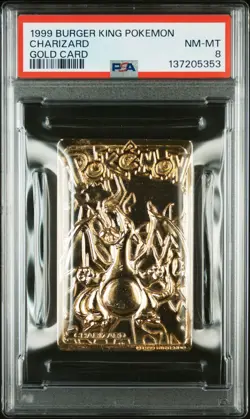 1999 BURGER KING POKEMON GOLD CARDS CHARIZARD PSA 8 - Image 1