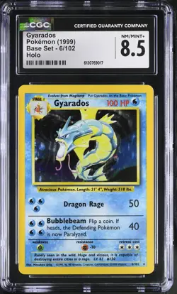CGC 8.5 Gyarados 6/102 Holo Base Set Pokemon Card - Image 1