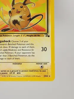 Pokemon TCG Card Raichu Non Holo - 29/62 Fossil Rare - Near Mint - Image 4