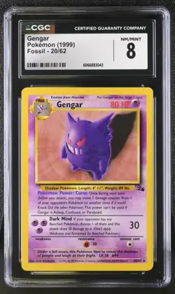 Pokemon English Gengar 20/62 1999 Fossil - Unlimited Rare - Image 1