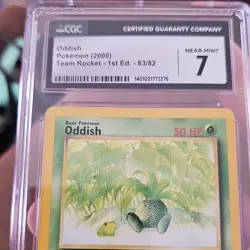 Pokemon Oddish 63/82 Team Rocket 1st Edition 2000 CGC 7 TCG Card - Image 1