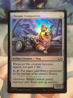 FOIL C 0236 Chrome Companion Dog Artifact Common Edge of Eternities MTG Card - Image 1