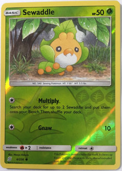 Pokemon - SEWADDLE 6/236 - Reverse Holo - Unified Minds - NM/M - Image 1