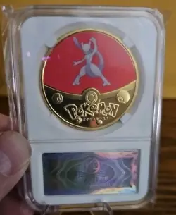 Pokemon MewTwo High Quality Rare Collectible Metal Gold Coin Sealed - Image 1