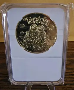 Pokemon MewTwo High Quality Rare Collectible Metal Gold Coin Sealed - Image 2