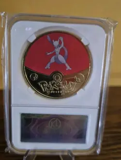 Pokemon MewTwo High Quality Rare Collectible Metal Gold Coin Sealed - Image 3