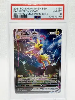 2021 Pokemon Swsh Black Star Promo #184 Fa/Jolteon Vmax PSA 8 NM-MT - Image 1