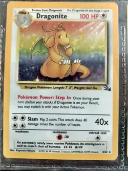 Pokemon TCG Dragonite Fossil 4 Holo Unlimited Holo Rare - Image 1