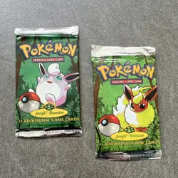 2 Pokemon TCG Jungle Booster Packs Wigglytuff & Flareon Art WOTC Sealed - Image 1