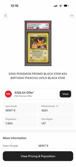 2000 POKEMON PROMO BLACK STAR #24 BIRTHDAY PIKACHU-HOLO BLACK STAR - Image 3