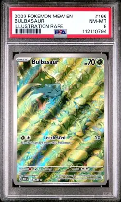 2023 POKEMON MEW EN BULBASAUR ILLUSTRATION RARE #166 PSA 8 - Image 1